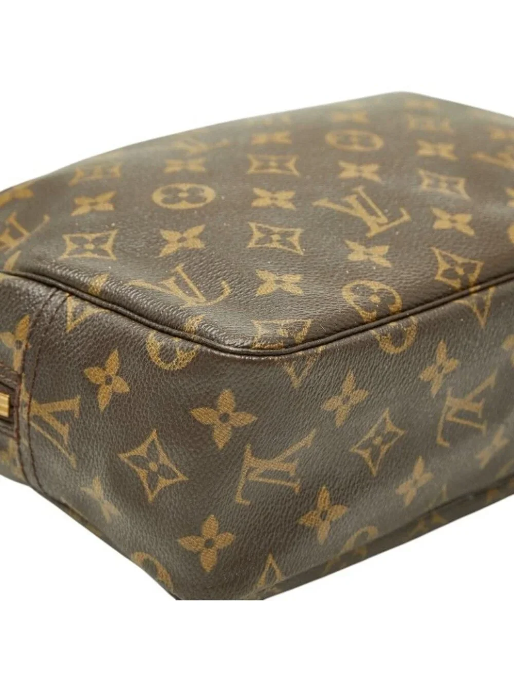 Louis Vuitton Monogram Trousse Toilet 28 Second Bag Brown Leather